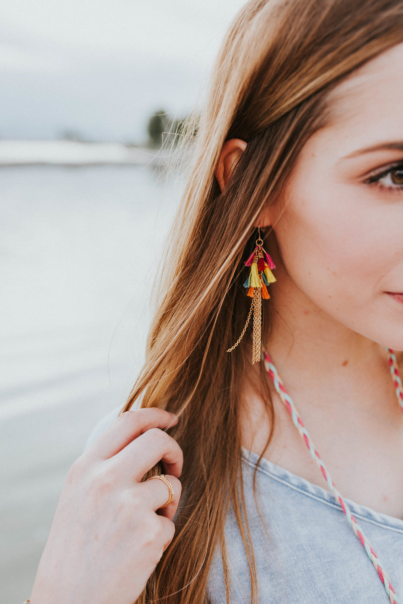 LoilJ Essential Oil Diffuser Boho Tassel Earrings