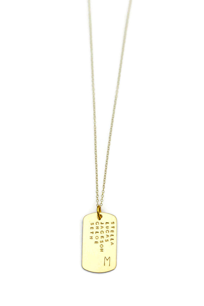 Engraved Tag Necklace Gold Filled Tag Charm Custom Initial -  Denmark